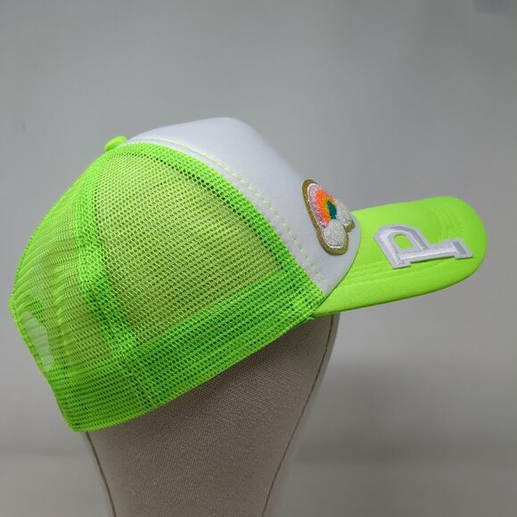 Rainbow Flower Patch Snapback Trucker Hat Green OSFA Adjustable Mesh Back - Picture 3 of 7